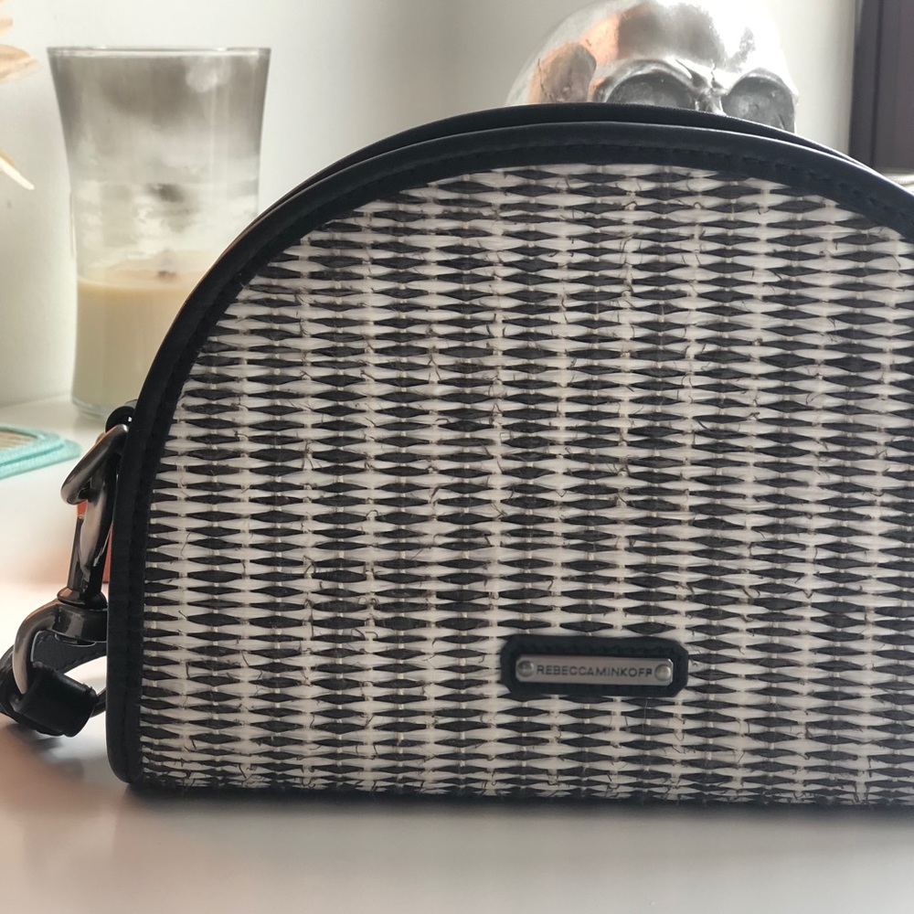 HP🌈REBECCA MINKOFF LeatherTrimmed Straw Crossbody - Picture 8 of 8